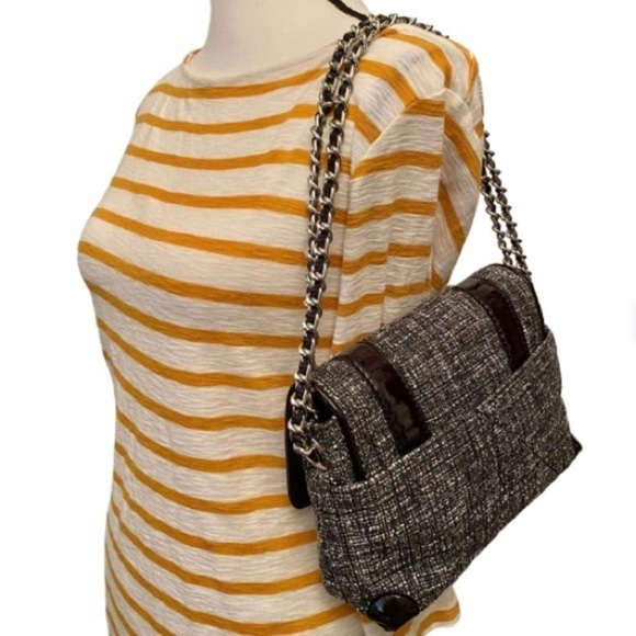 BRIGHTON Small Tweed Hobo Shoulder Handbag Purse - Picture 2 of 7